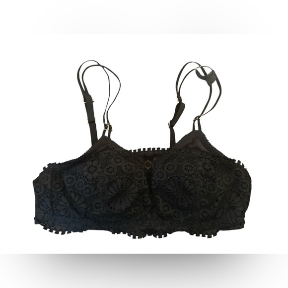 Aerie Black NWT black real power push up lace bra size 32A romantic fairy - Picture 4 of 8